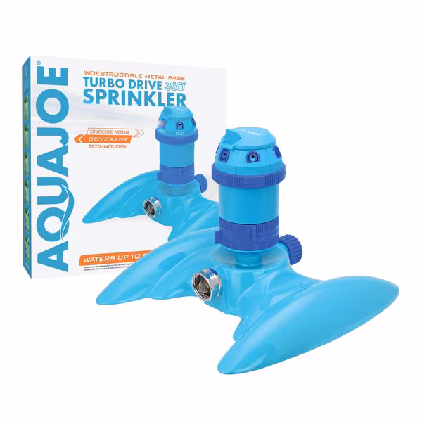 6-Pattern Gear Drive Sprinkler w/Metal Base, 360 Degree Coverage, Aqua Joe, Mfr#: AJ-MSSBM6